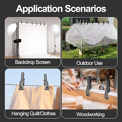 Miniatura 14 de EMART Paquete de 6 abrazaderas de resorte de muselina resistentes, clips de fondo de cabina de fotos de 4.5 pulgadas para estudio de fotografía