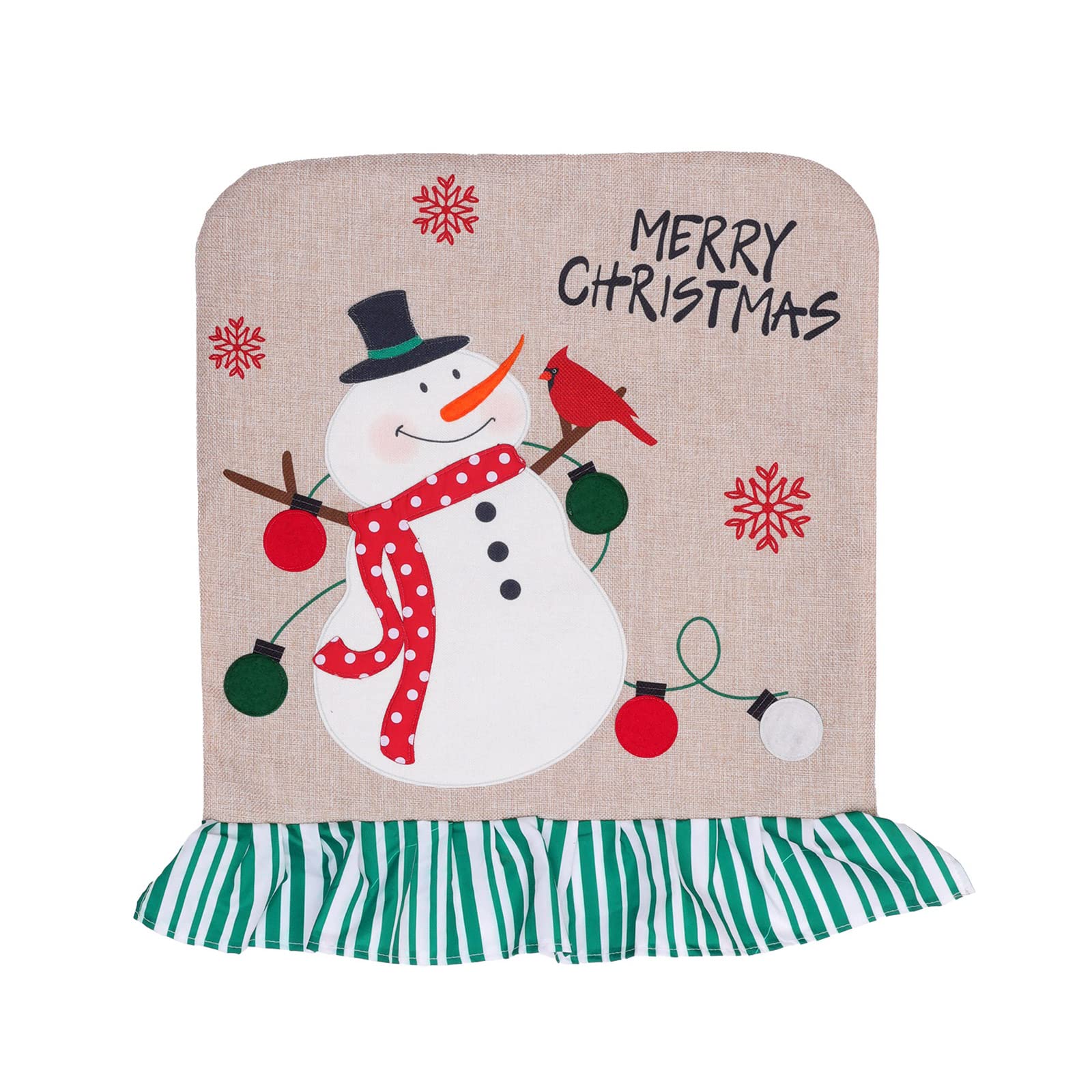 Buxuaaaa Christmas Snowman Christmas Chair Back Cover Embroidery Santa Snowman Dinner Chair Slipcover For Dining Room Kitchen Hotel Holiday Christmas Slipcovers
