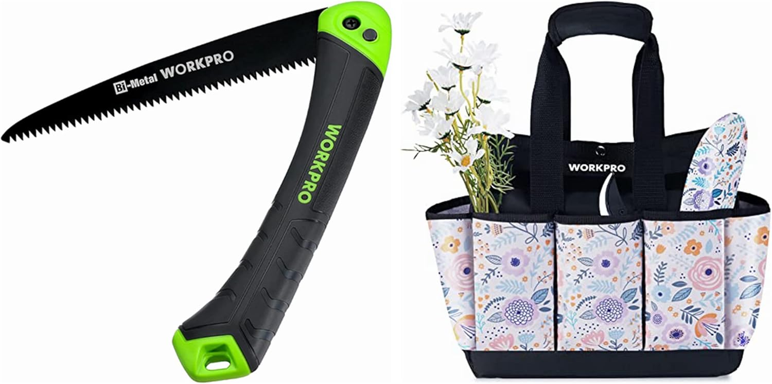 WORKPRO Garden Tool Bag And Folding Pruning Saw Patio