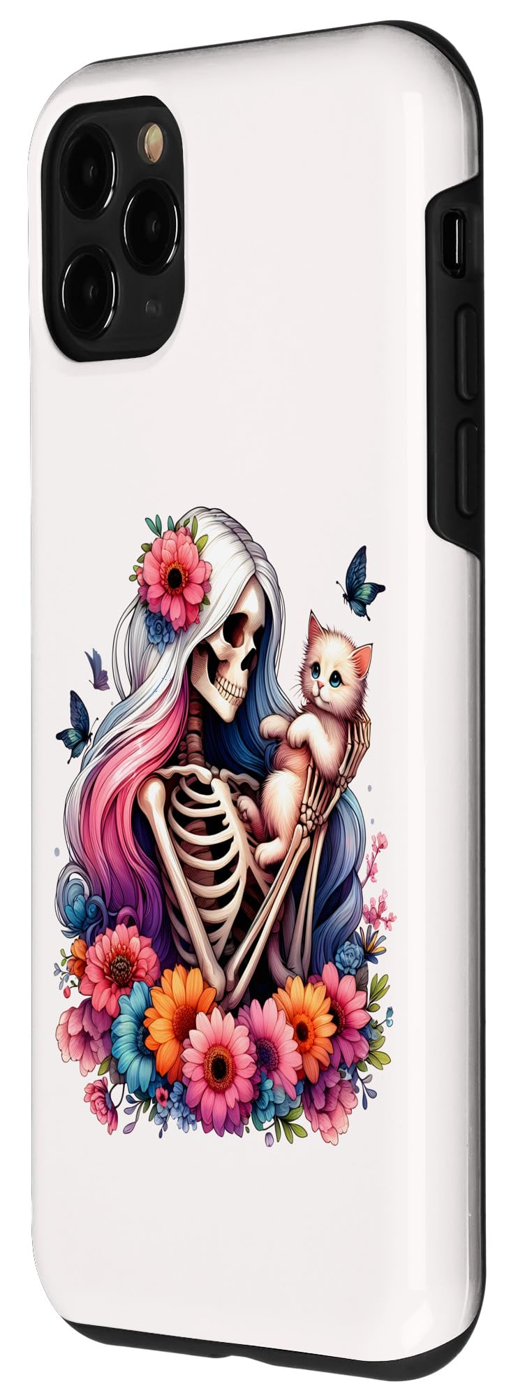 iPhone 11 Pro Female Skeleton And Cute Kitten Cat Lovers Halloween Vintage Case - Image 2