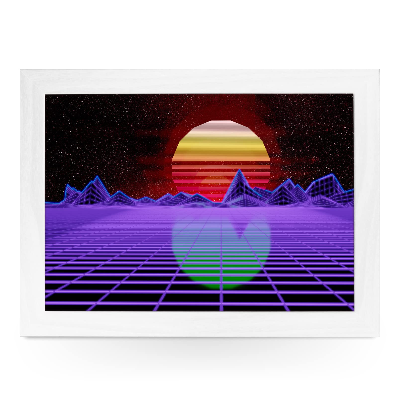 Portable Lap Desk Tray (Vaporwave) Handmade Wooden Frame, Beanbag Cushioned Bottom | Computers, Laptops, Meals, Food | L874 White
