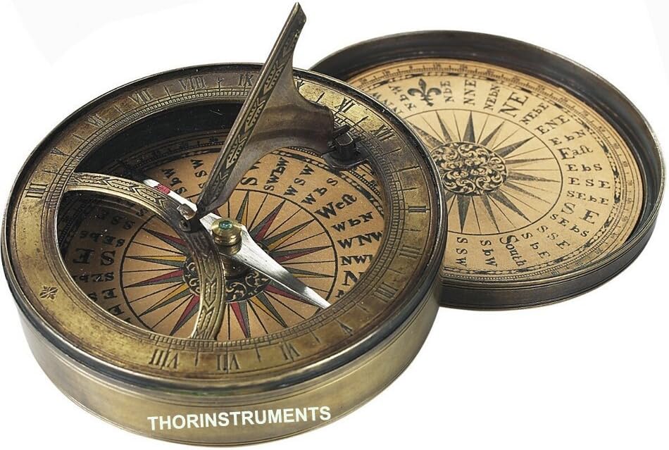 Thorinstruments Bronze 18th Century Sundial Compass Rustic Vintage Home Decor Gifts