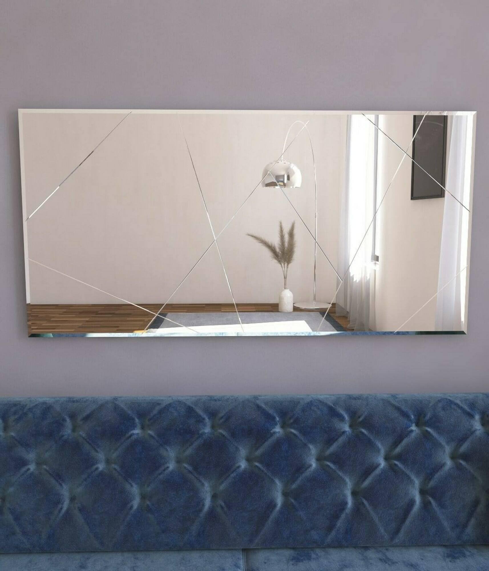 Dmora - Specchio Rana, Specchiera, Articolo d'arredo a muro, Decorazione con specchio, 120x2h60 cm, Bianco
