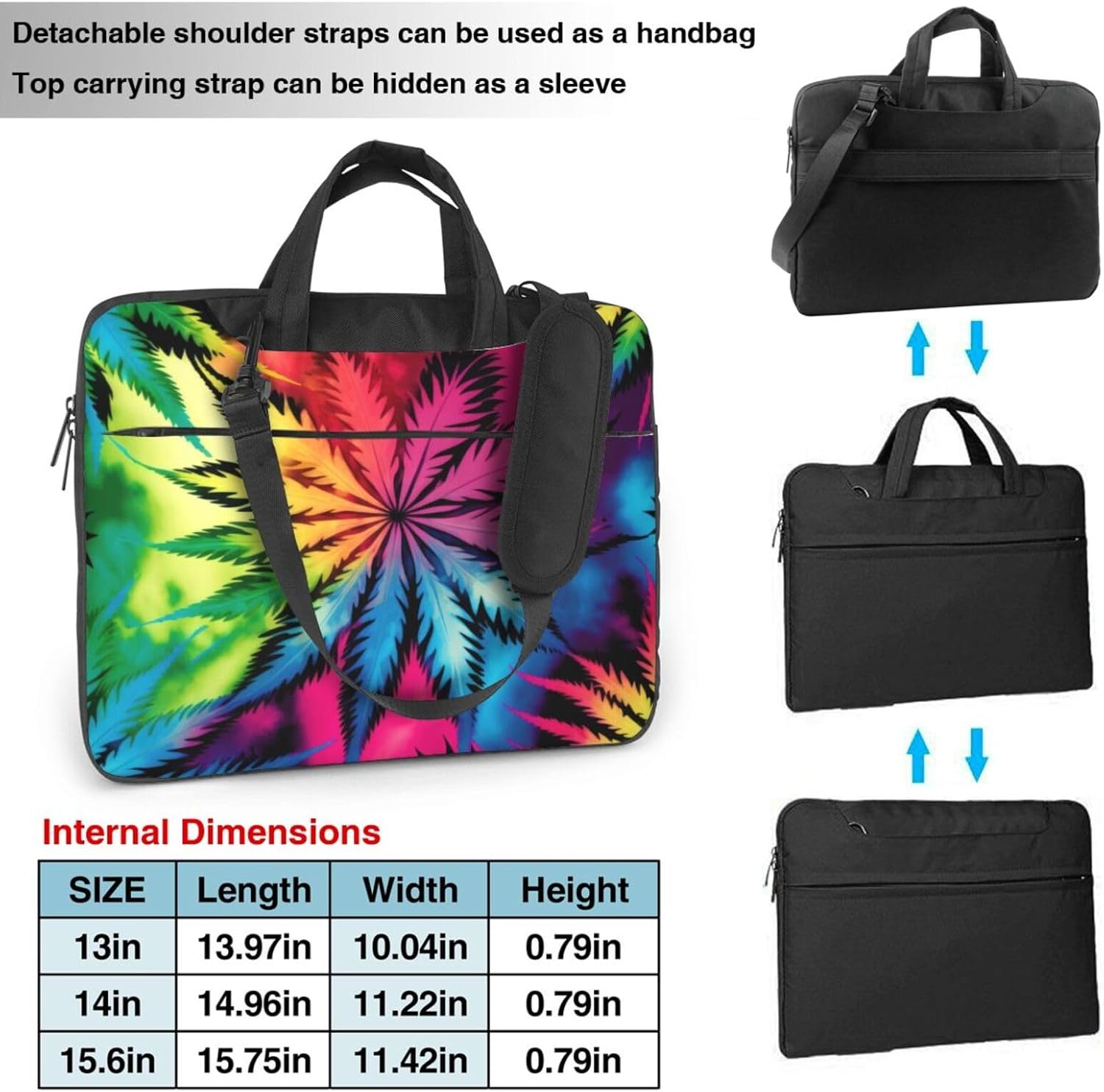 Tie-Dye Colorful Laptop Case, 15.6 inch Laptop Sleeve Durable Computer Carrying Case for Men Women