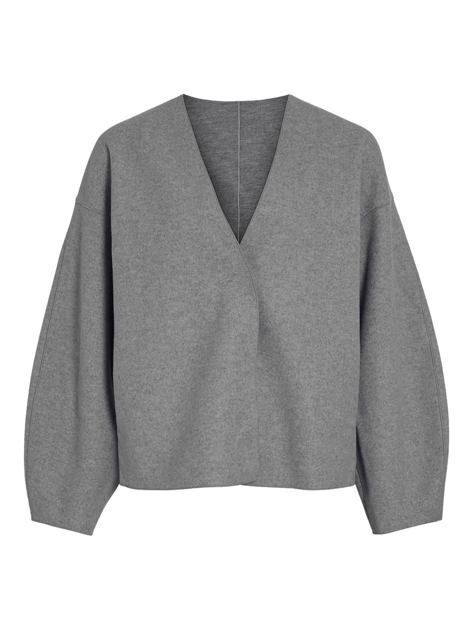 Chaqueta femenina de Vila con cuello en V gris y acabado premium 8