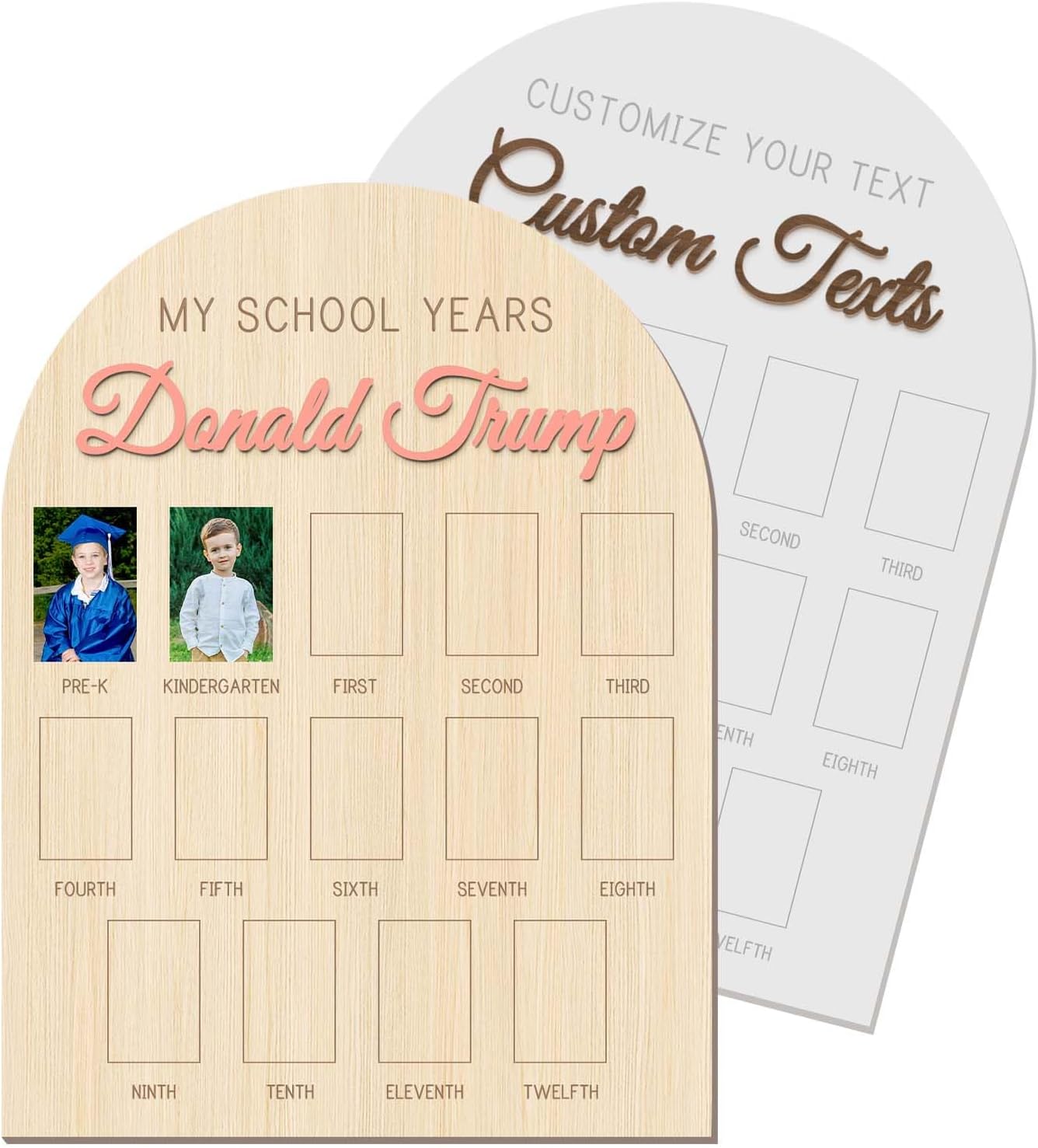 School Picture Frame Pre-k to 12 Personalized School Memory Book Prek-12 My First Year Photo Frame with Any Name Wooden School Years Picture Frame K-12 Custom Graduation Party Decor (Style 1-School Year Picture Frame)