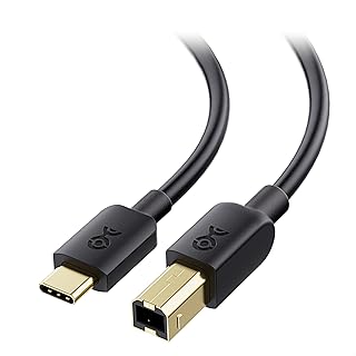 Cable Matters USB B to USB C Cable - 1 ft, USBC to USBB Cable, MIDI to USBC Cord, Compatible with Printer, Scanner, MIDI Controller/Keyboard/DAC/Yamaha Casio Digital Piano for iPad, Black