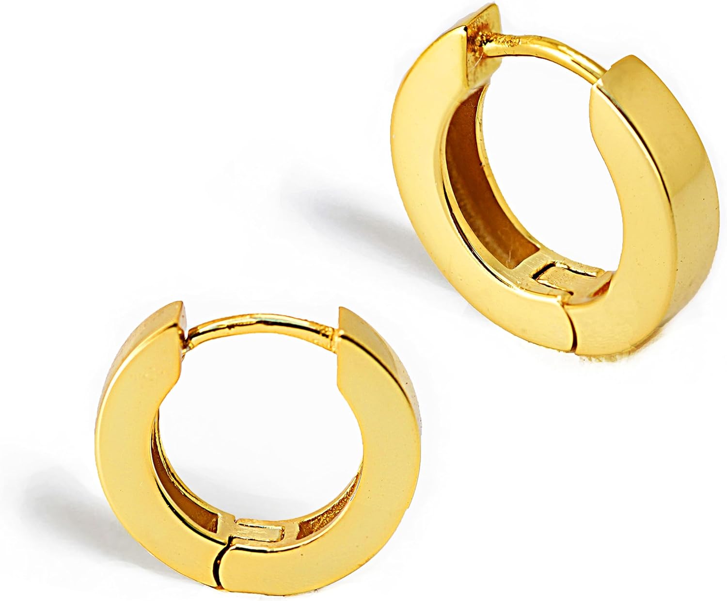 18K Gold Over Sterling Silver Huggie Stud Earrings | Small Hoop Cuff Earrings for Women