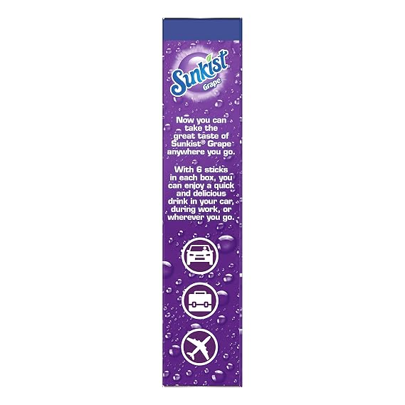 Sunkist Grape Zero Sugar Singles To Go Drink Mix Packets - Pack of 6 Boxes