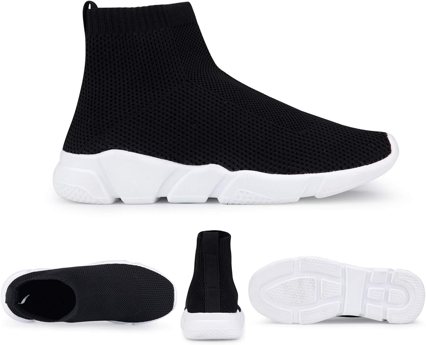 Womens Socks Sneakers,Fashion Casual Shoes for Women,Lightweight Breathable Sneakers,Slip On No Laces Shoes 9 001black