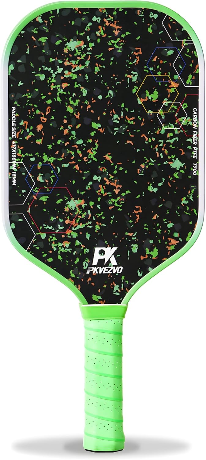 Pickleball Paddles, T700 Carbon Fiber Surface Pickle Ball Paddles Polypropylene Honeycomb Core, Shock-Absorbing Paddle with Anti-Slip Grip, Provides Control of Spin&Power