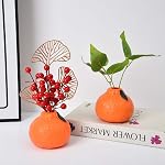 Creative Orange Vase for Flower, Hydroponics Orange Flower Vase for Table Decorative, Mini Vases Home Decor for Bathroom, Bedroom, Living Room (Orange)