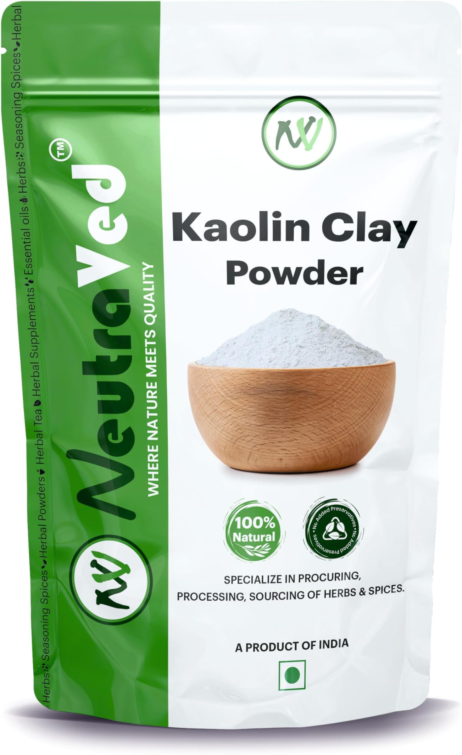 NeutraVed Kaolin Clay Powder - 200g | Natural, Chemical-Free Face Pack & Skin Care | China Mitti that May help Acne & Blackheads - 200 Grams