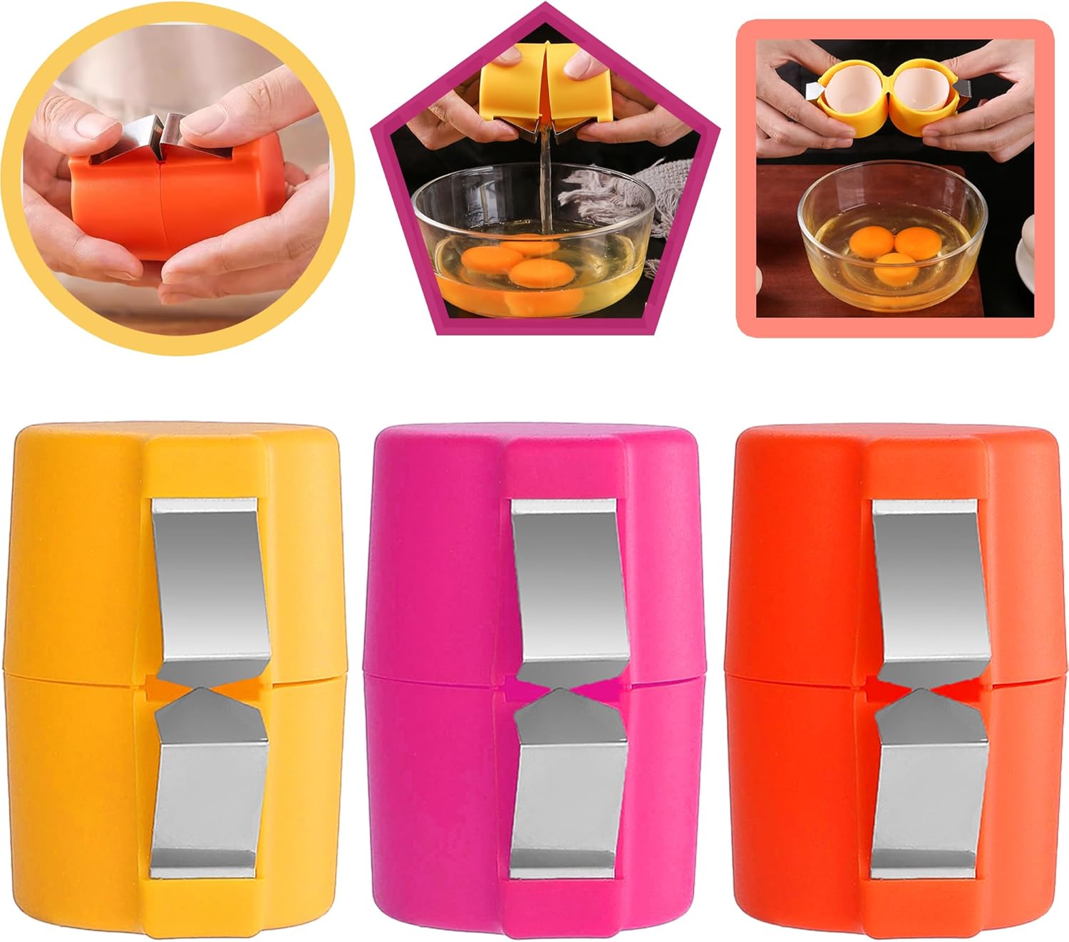 Amazon.com: FNMYCO 3 Pcs Egg Shell Opener for Raw Eggs,3 Color Egg ...