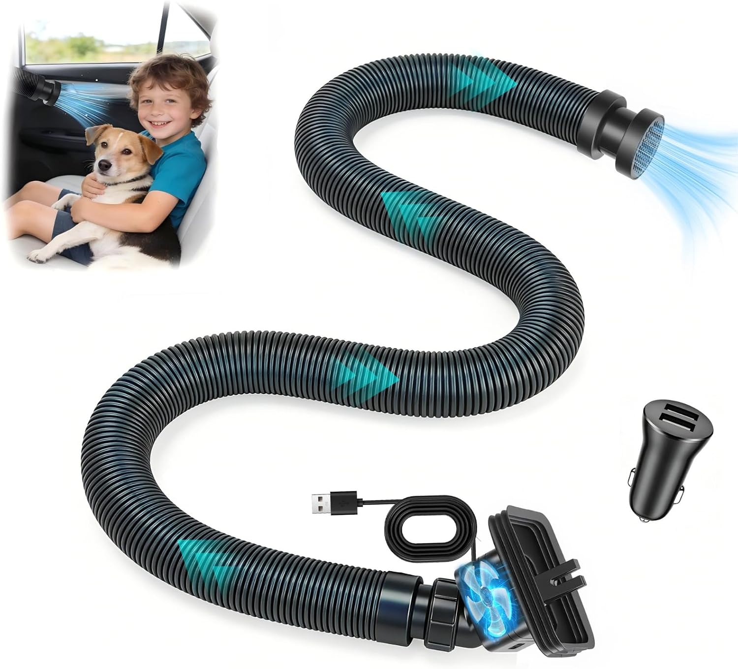 Forgyronis Car Ac Vent Extender for Back Seat, Portable Car Air Conditioner