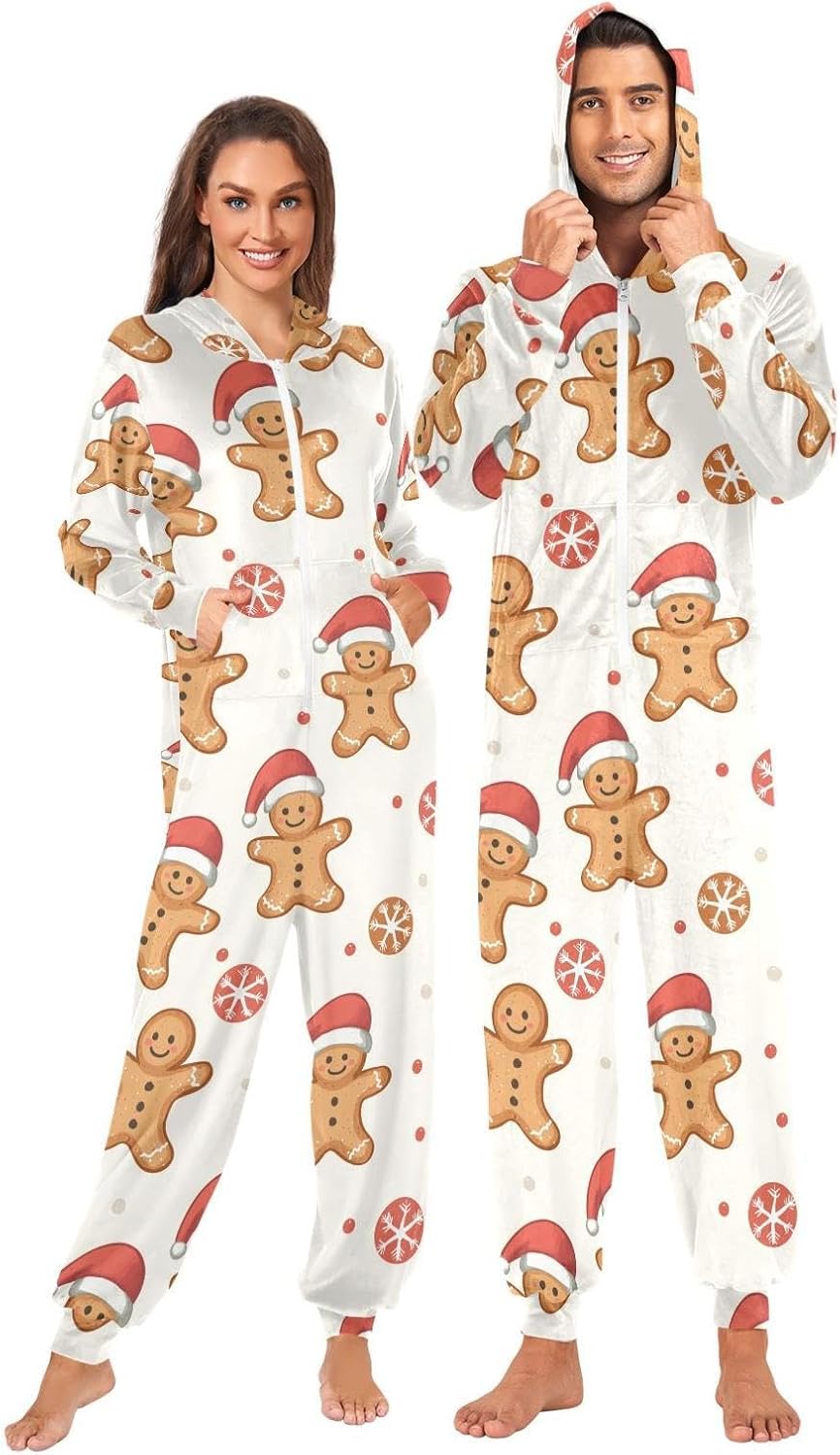 ZZKKO Sweet Pink Donut Macaroon Adult Onesie Pajamas for Women Men Cozy One Piece Pajamas Costume Zip-Up Hooded S-XL