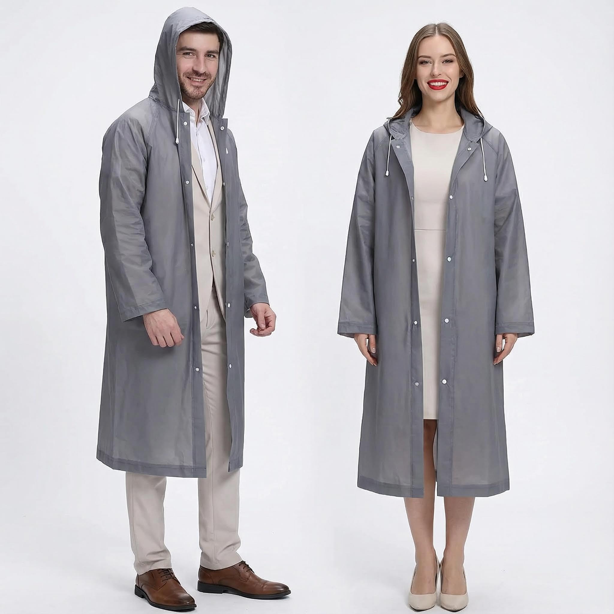 2 Piezas Poncho de Lluvia Impermeable con Capucha y Mangas, Reutilizable, Chubasqueros Impermeable para Hombre y Mujer, Ropa de Agua para Viajes y Exteriores, Talla Única