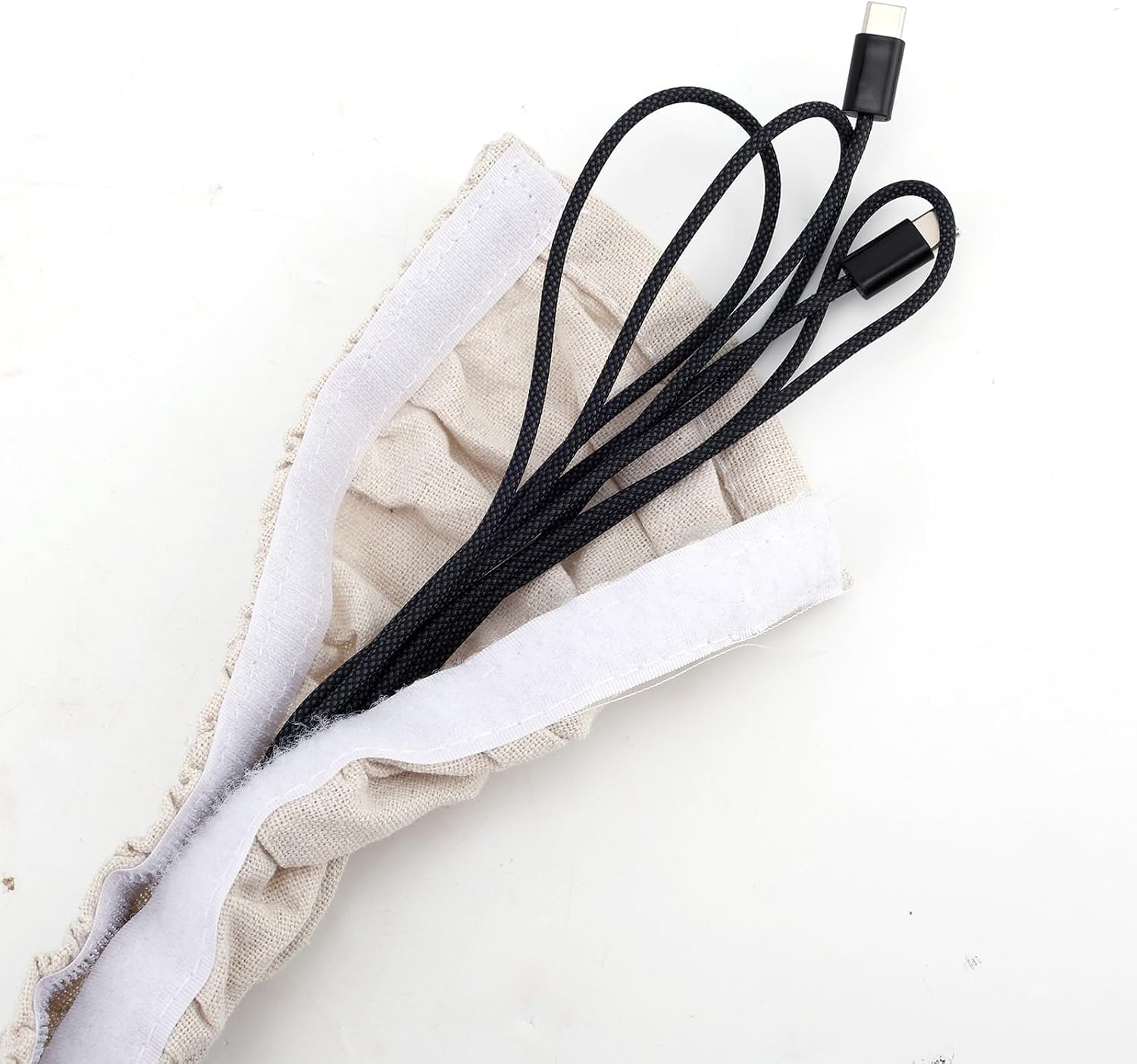 2pcs Fabric Cord Cover, 180x14cm/70.9x5.5in Linen Cable Sleeve for Chandelier Chain Lamp Wires TV Cords & Home Cable Management