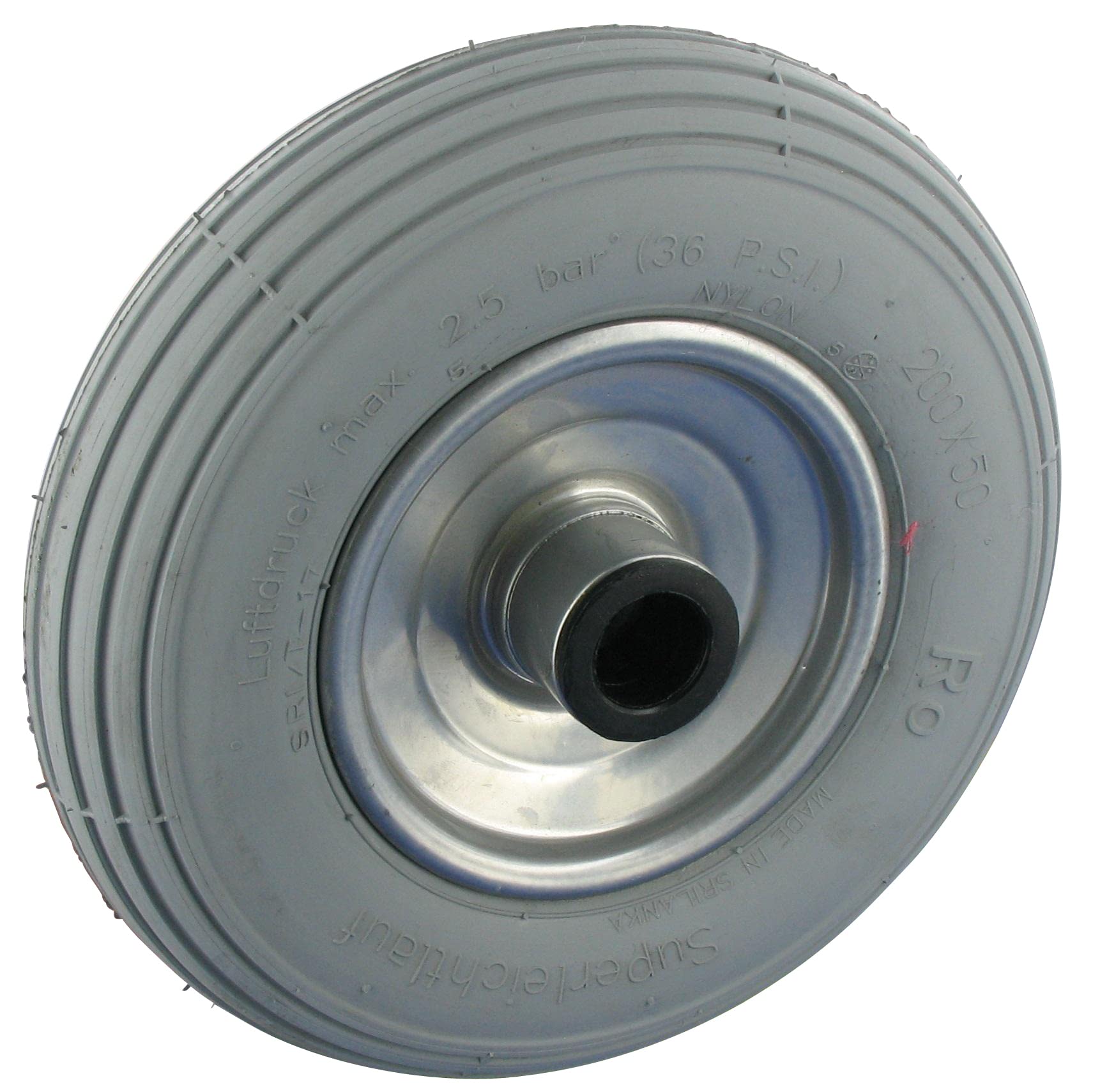 Rollentechnik Luftrad 200 mm Stahblechfelge Rad Luft Sackkarrenrad Luftrolle graur Reifen spurlos
