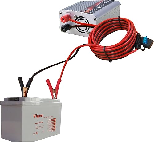 Miniatura 4 de CUZEC Cable de extensión de 16 AWG con abrazadera de batería de 12 V24 V clip de batería para inversor de alta potencia y más (13.1 pies de largo)