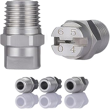 Flat Fan Spray Tip - 65 Degree 1/8, 1/4, 1/2/2 BSPT Pressure Washer Nozzle Cleaning Nozzle Replacement, 304 Stainless Steel 1-points 01-0.66mm