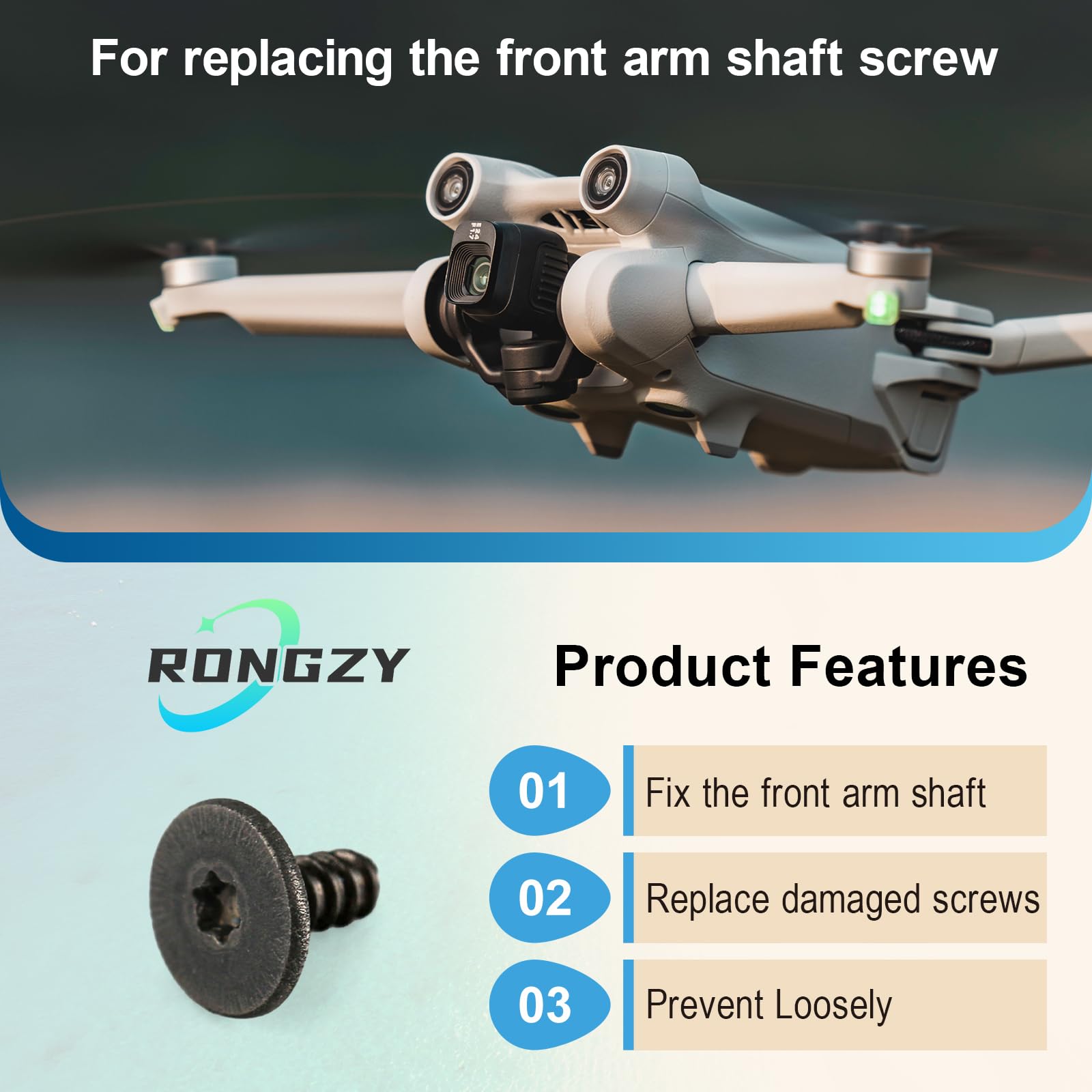 RongZy Front Arm Shaft Screws for DJI Mini 3/Mini 3 Pro Front Arm Axis Screw for DJI Mini 4 Pro Front Arm Hinges Arm Shaft Screw Replacement Drone Accessories with Screwdrivers - Image 2