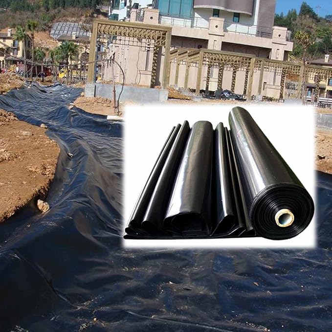 Image Pond Liner 10x10m/6x6m Tear Resistant Pond Liner Plastic Tub Preformed Garden Ponds HDPE Black 0.5mm Pool Liners Pond Skins Easy To Clean For Fish Ponds/Waterfall/koi Pond Plants