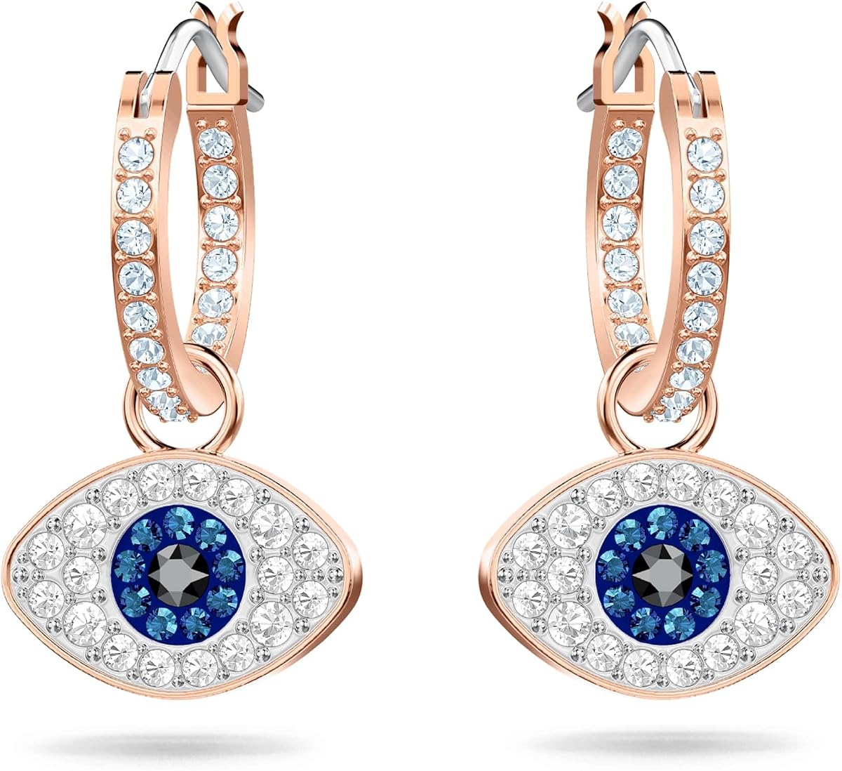 Unisex Symbolic Evil Eye Hoop Pierced Earrings, Rose-Gold Tone 5425857