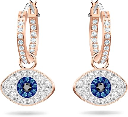 SWAROVSKI Unisex Symbolic Evil Eye Hoop Pierced Earrings, Rose-Gold Tone 5425857