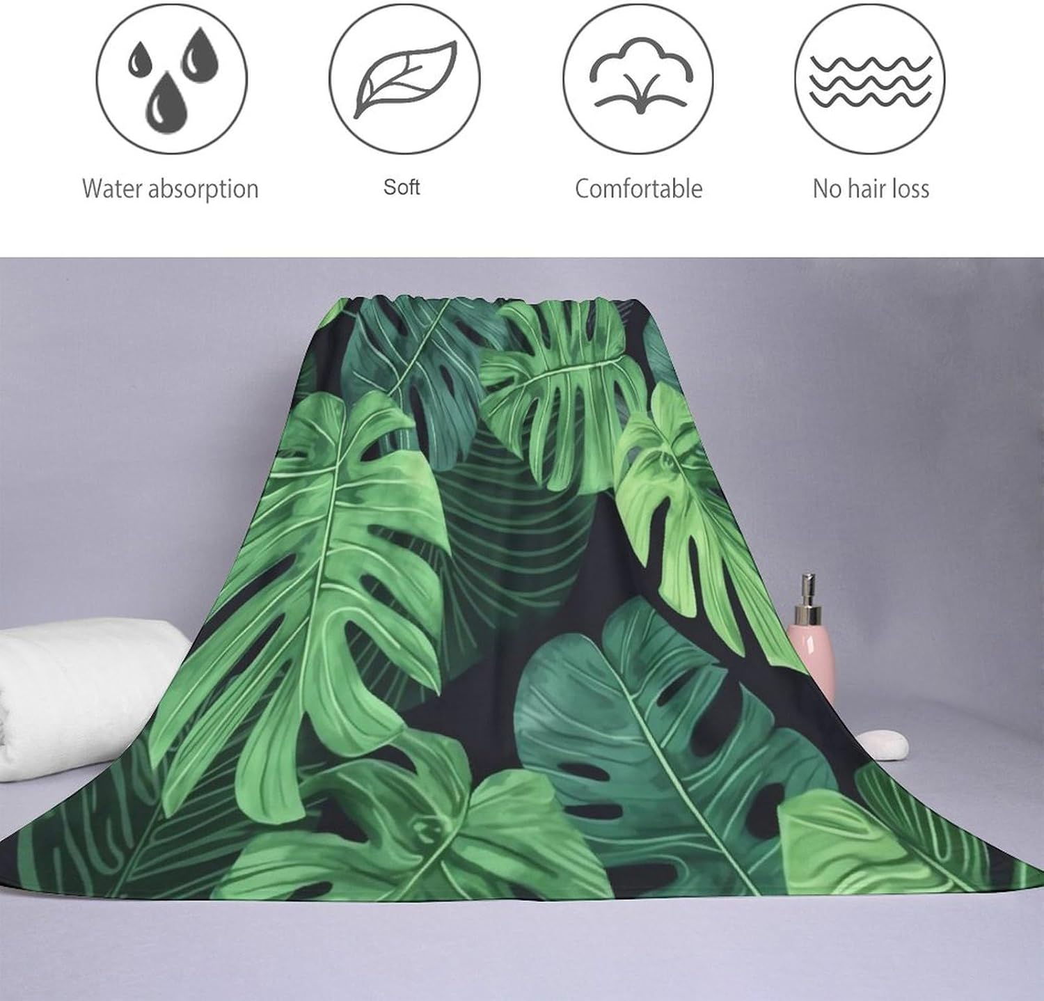 Christmas Towel, Palm Leaf Tropical Botany Printed Fashion Towel,Portable Towel,Durable Towel