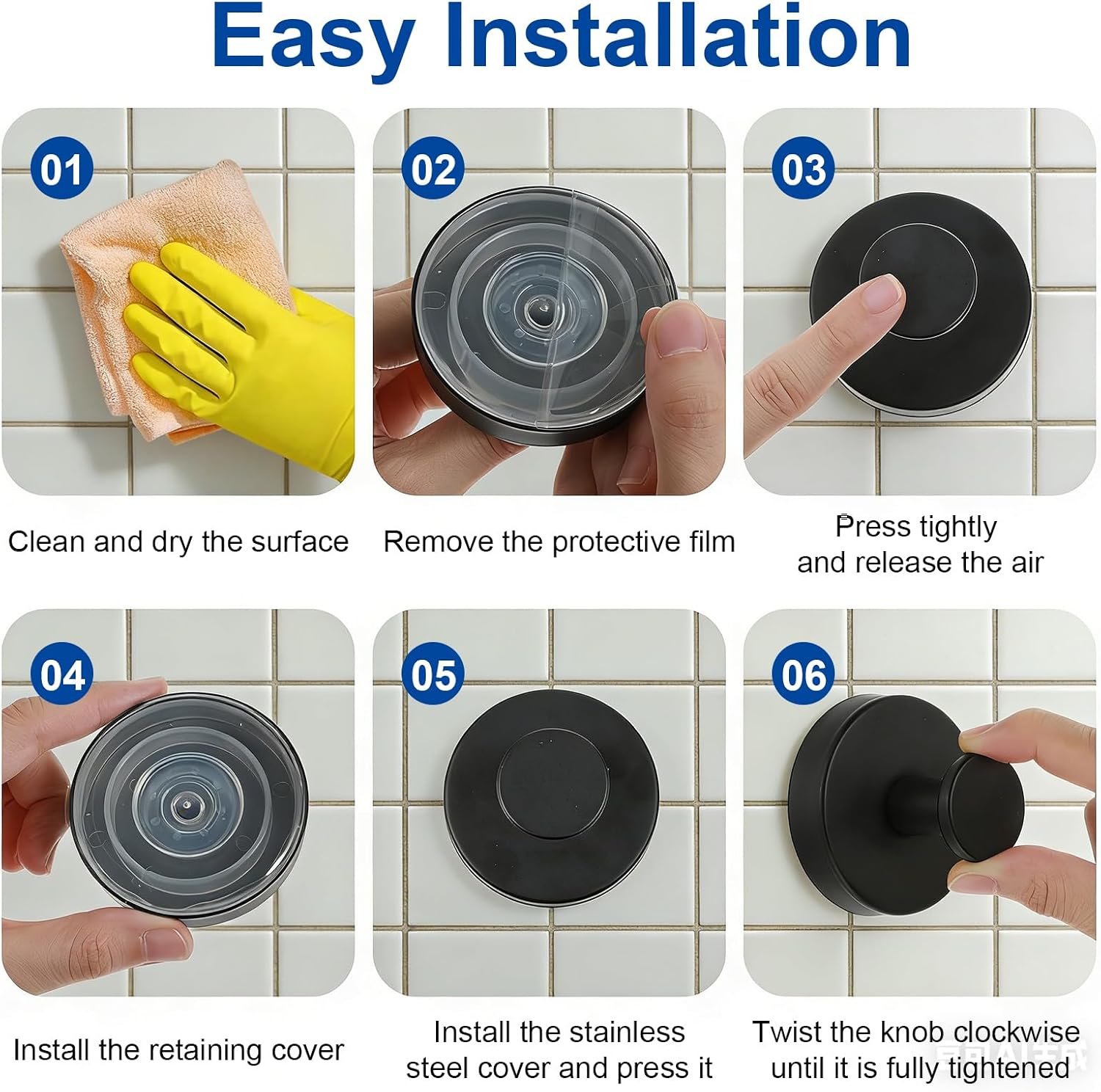 2 Pack Suction Cup Shower Hooks, Removable Heavy Duty No-Drill Suction Towel Loofah Hooks for Bathroom Glass Window Wall, Stainless Steel Wreath Hangers for Front Doors & Smooth Surfaces (Black) image 5