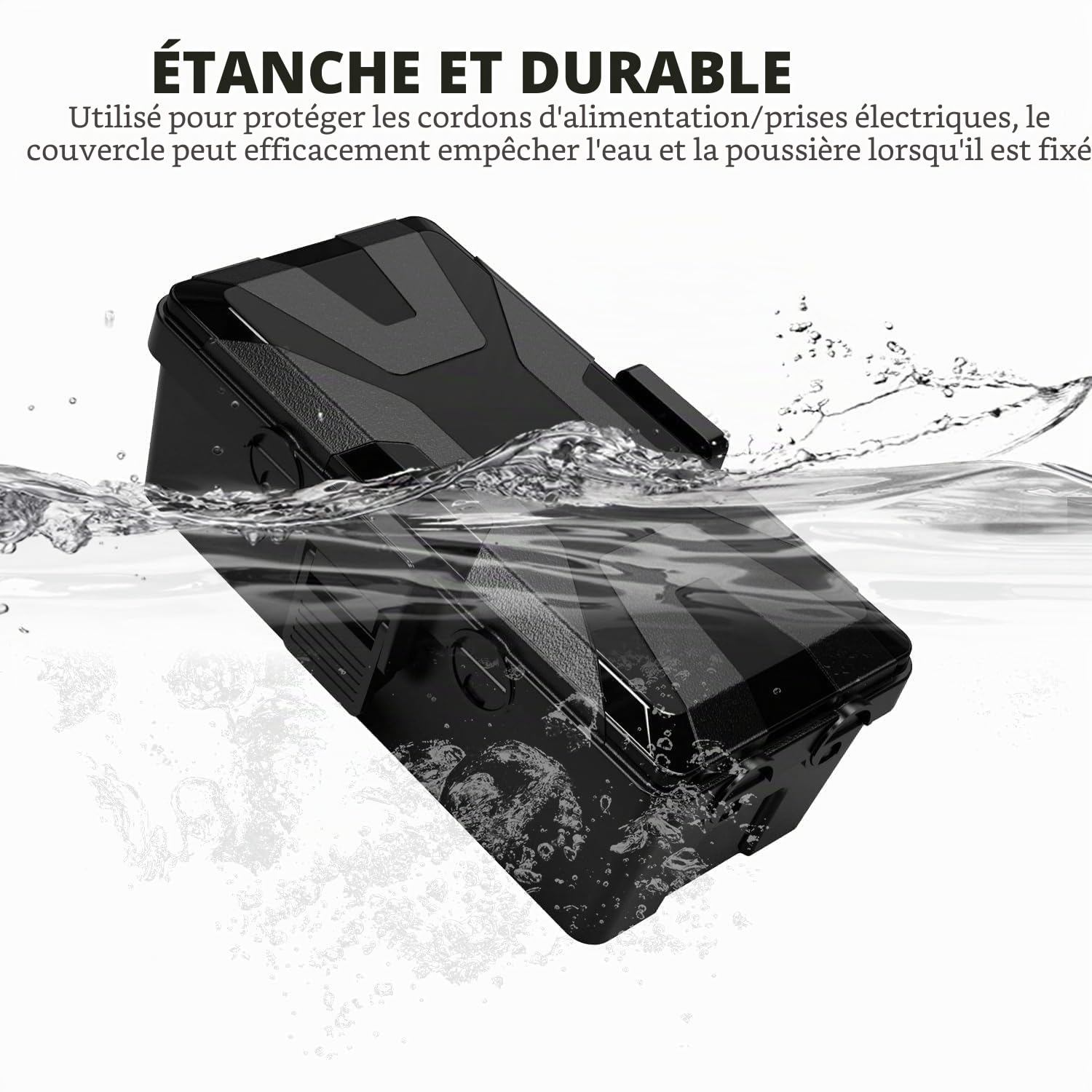 Protege Prise Multiprise Extérieur Étanche IP64, Boîte de Dérivation Étanche, Coffret Électrique de Protection pour Câbles d'Extension et Boîtiers de Prises, Usage Extérieur