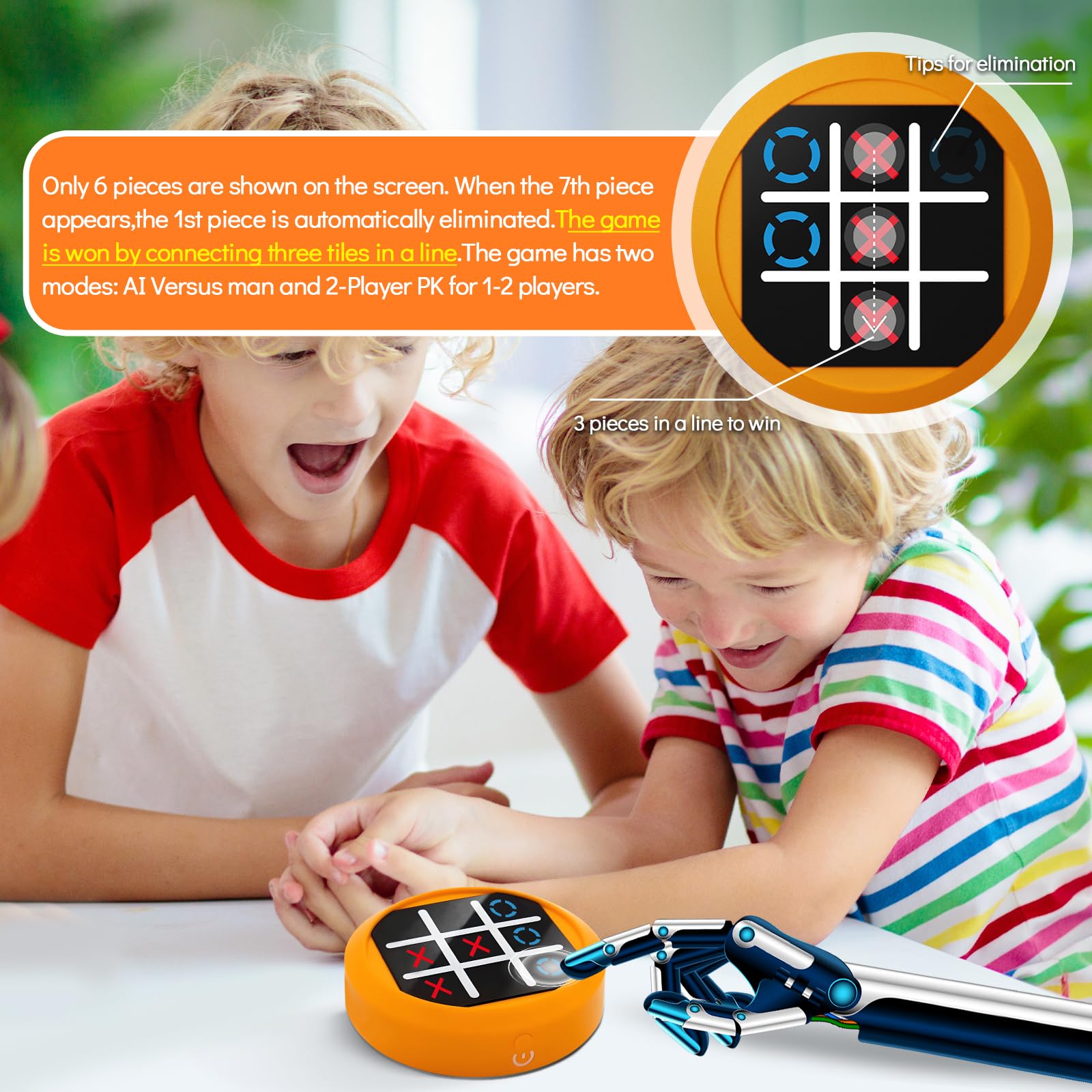 RoserRose 4 w 1 Tic-Tac-Toe gra planszowa, elektroniczna cyfrowa gra logiczna, prezenty wielkanocne, dla dorosłych i dzieci, przenośna gra rodzinna (żółta)