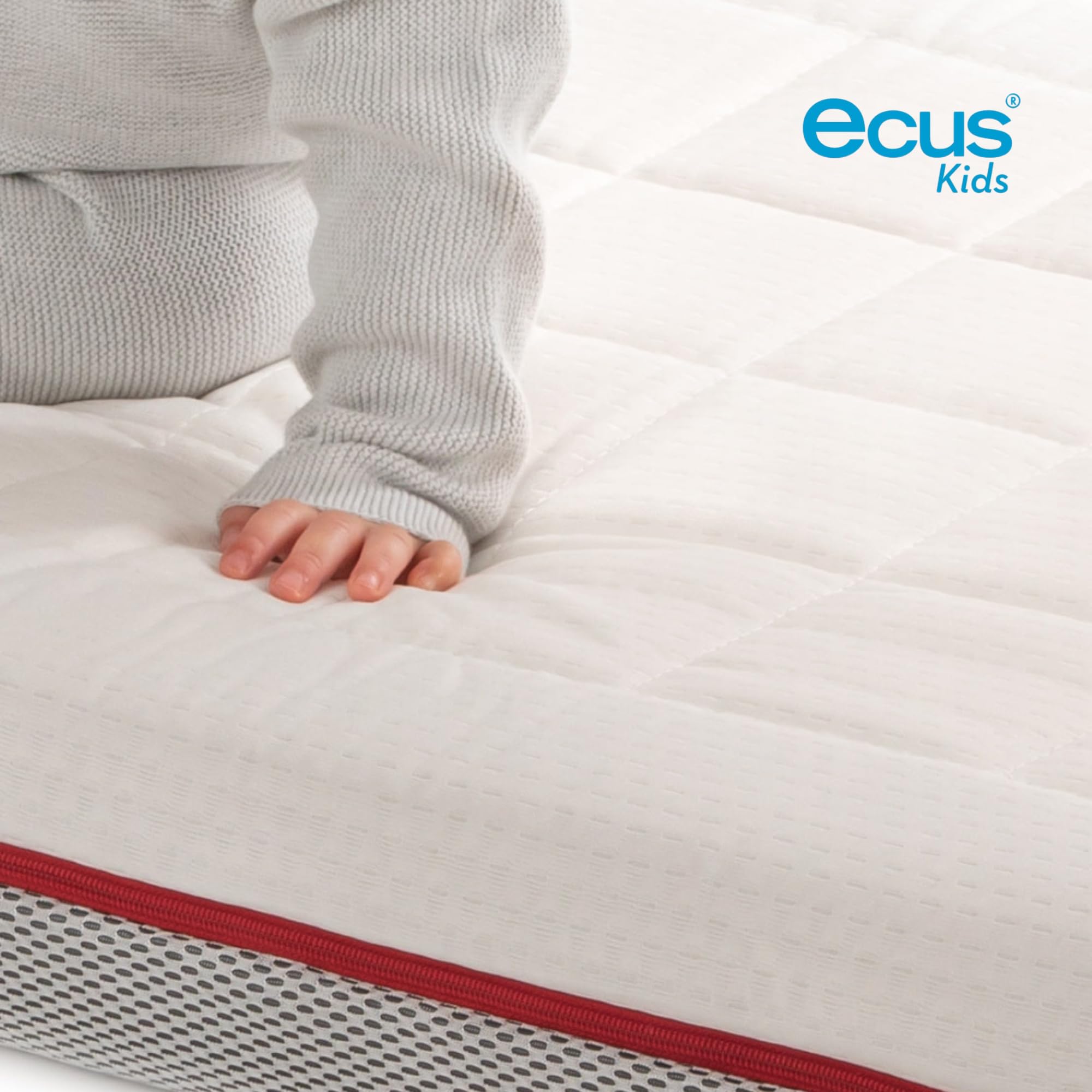 Ecus Kids, Colchón Cuna Pigü 120x60 cm, Antiplagiocefalia, Tejido Airsoft 3D, Hipoalergénico, Transpirable, Altura 12 cm, Colchón Infantil para un Sueño Seguro y Cómodo