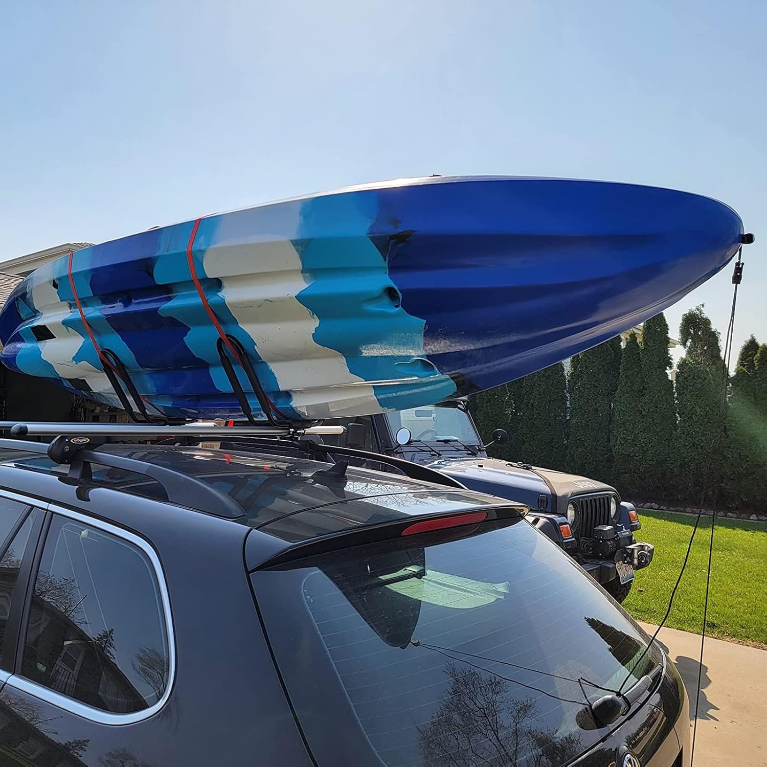 4 pcs Kayak Rope Tie Downs - 1/4 inch x 12ft Kayak Ratchet Bow and Stern Tie Down - Heavy Duty Adjustable Rope Clip Tie Down for Outdoor Adventures - Image 7