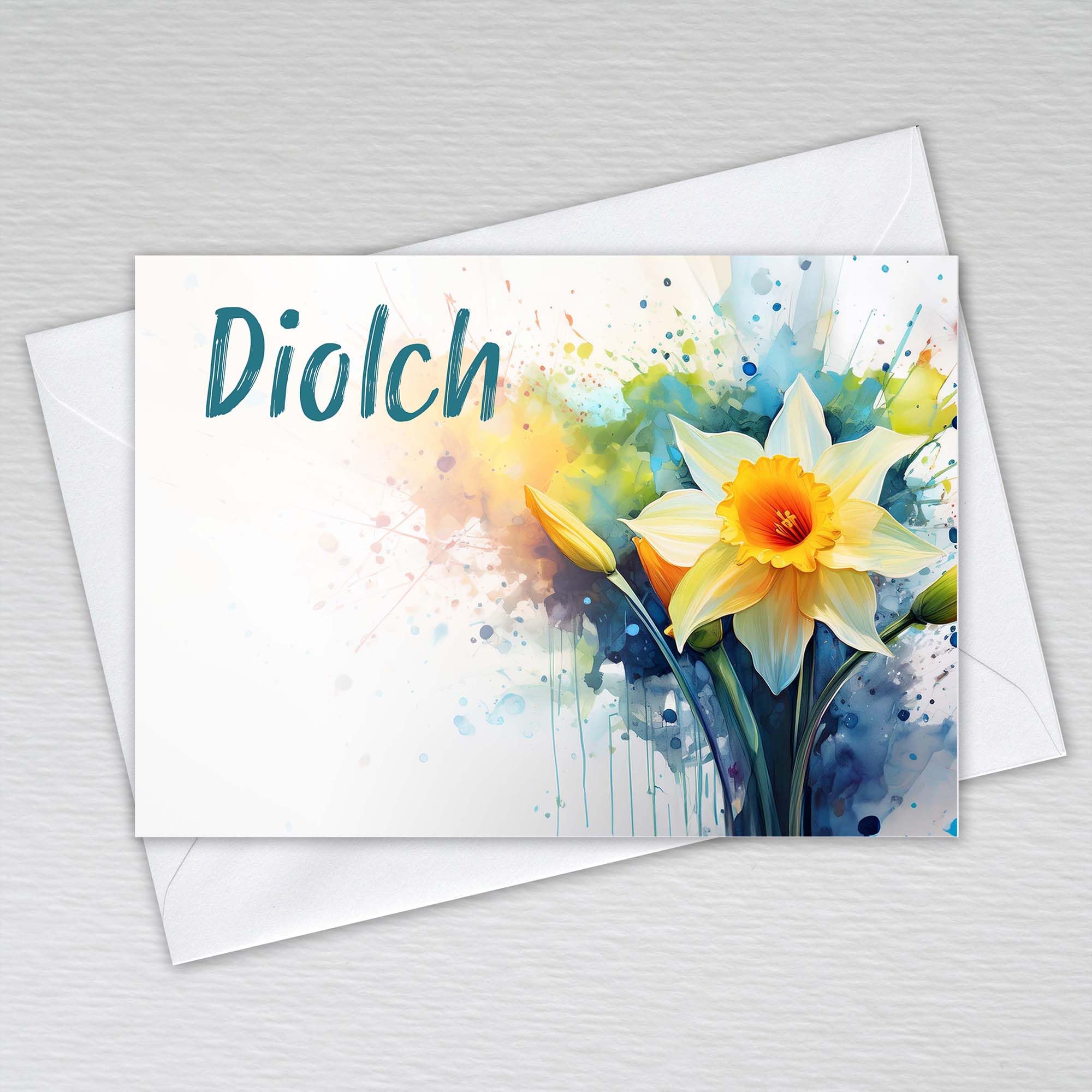 Diolch Cards with Envelopes/Diolch Cards Welsh Pack of 50 Note Cards A6 Non-Folded Postcards Birthdays, Wedding Welsh Thank You Cards: Daffodil Diolch Cards (Pack of 50 with Envelopes)