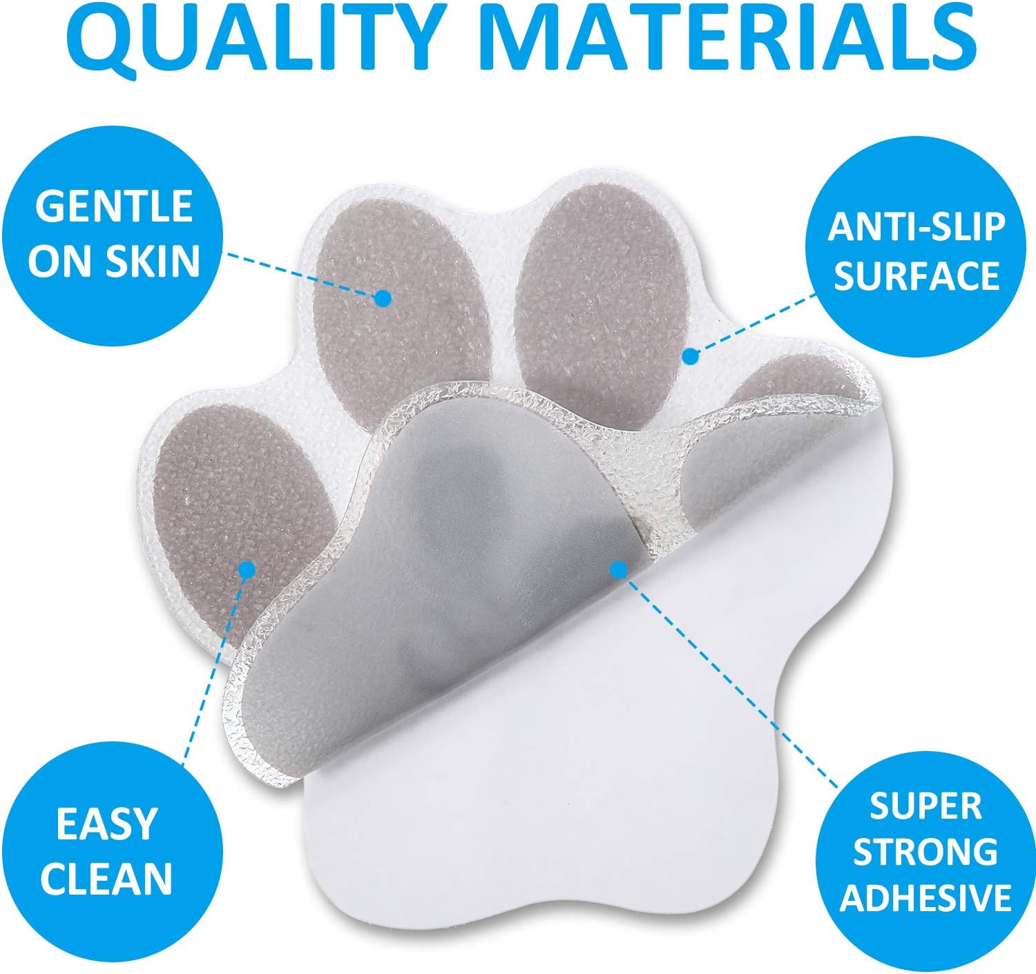 20 Pieces Non-Slip Bathtub Stickers Adhesive Paw Print Bath Treads Non Slip Traction to Tubs Bathtub Stickers Adhesive Decal Anti-slip Appliques for Bath Tub Showers, Pools, Boats, Stairs (Gray) : Home & Kitchen