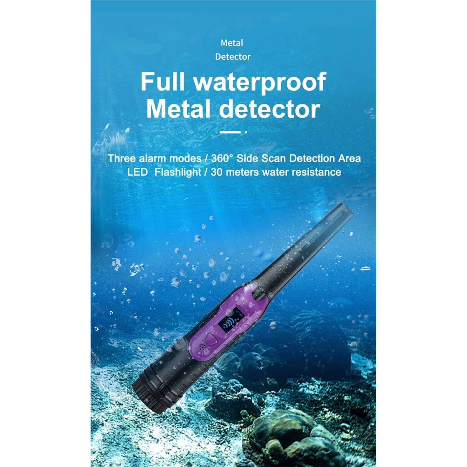 Wyświetlacz LCD Pinpoint Wykrywacz Metali Pinpointer IP68 Wodoodporny Z Wyszukiwarką 360° Czułe Precyzyjne Wykrywanie(Red)