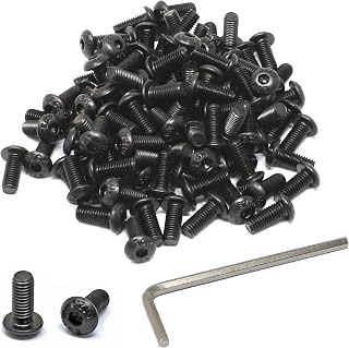 iexcell 100 Pcs M5 x 12mm Thread Pitch 0.8 mm Alloy Steel 12.9 Grade Hex Socket Button Head Cap Screws Bolts Kit, Black Oxide Finish
