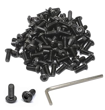 iexcell 100 Pcs M5 x 12mm Thread Pitch 0.8 mm Alloy Steel 12.9 Grade Hex Socket Button Head Cap Screws Bolts Kit, Black Oxide Finish