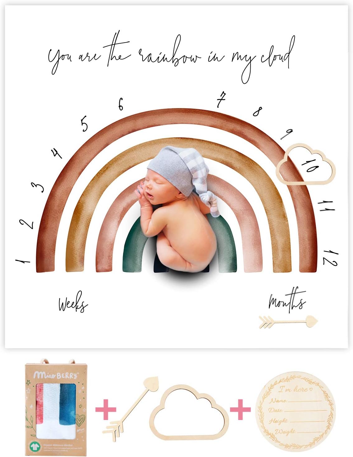 Miaoberry Rainbow Milestone blanket