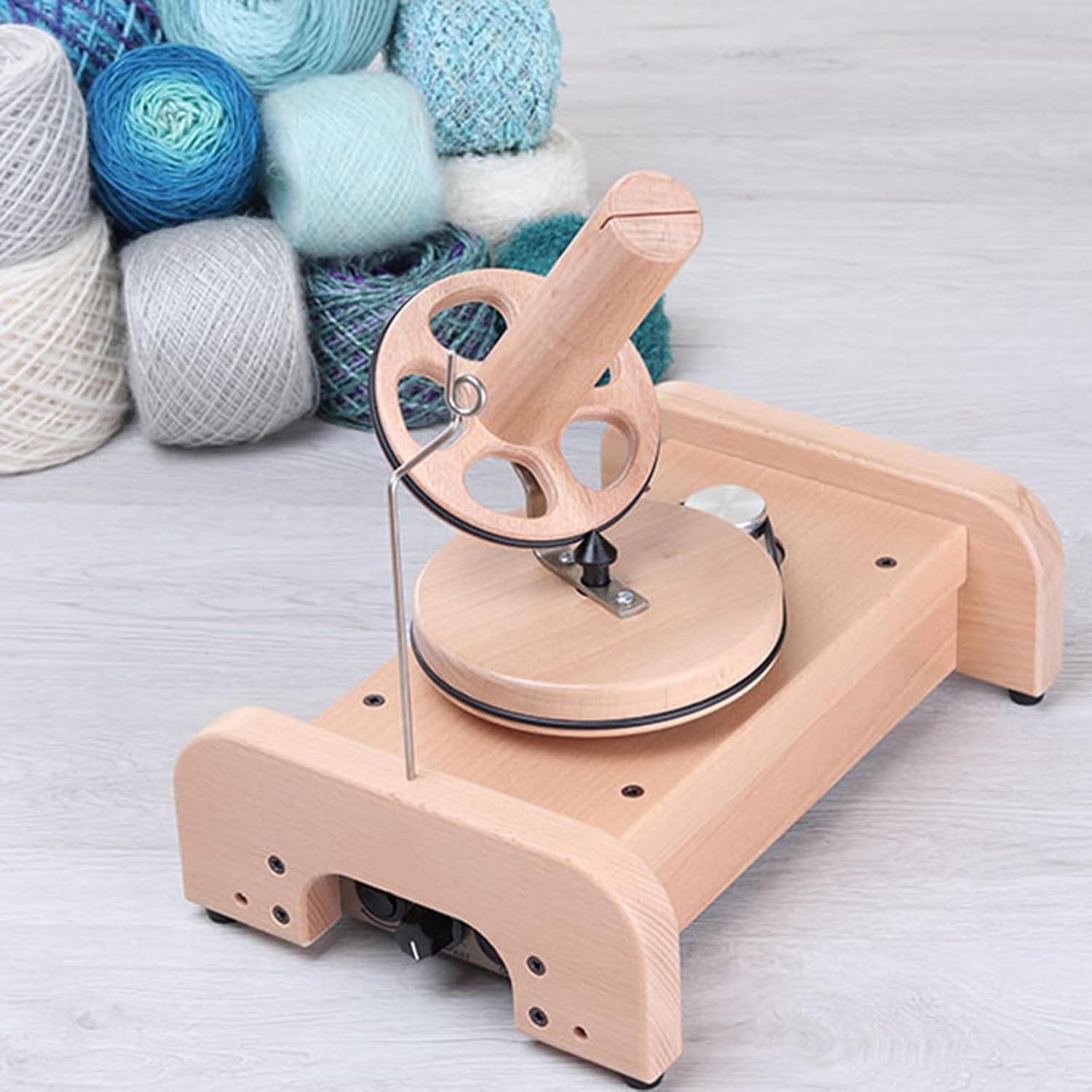 Electric Solid Wood Yarn Winder, Wooden Yarn Ball Winder, Handmade Yarn Winder, 8mm Yarn Guide, Infinitely Variable Speed, for Crocheting Spinning & Weaving