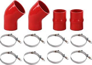 Heavy Duty Silicone Intercooler Boot Kit Compatible with Dodge 1994-2002 Ram Pickup 5.9L Diesel (Red)