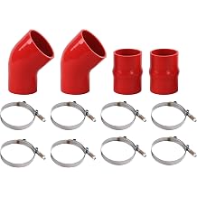 Heavy Duty Silicone Intercooler Boot Kit Compatible with Dodge 1994-2002 Ram Pickup 5.9L Diesel Red