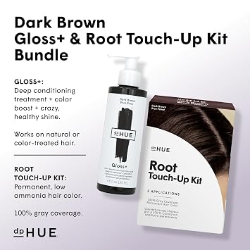 dpHUE Gloss+, Dark Brown (6.5 oz) + Root Touch-Up Kit, Dark Brown - Paraben, SLS & SLES Sulfate Free - Vegan, Leaping Bunny Certified