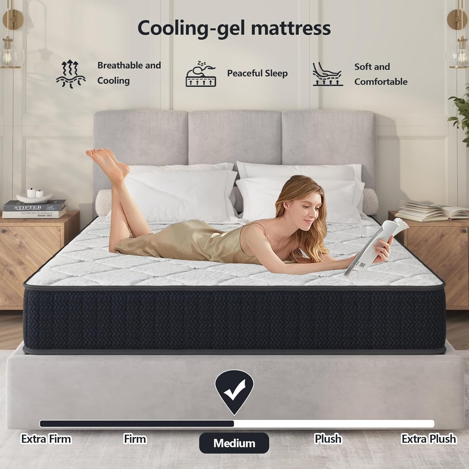 King Size Mattress, 10 Inch Hybrid Mattress in a Box, Memory Foam & Individual Pocket Springs, Pressure Relief & Motion Isolation, Soft & Breathable, Medium Firm Feel (King)