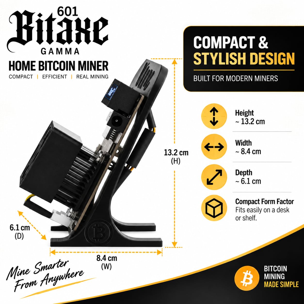 Bitaxe Gamma 601, Bitcoin Miner, 1.2TH/s Hashrate, BM1370 ASIC Chip, 18W/TH Power Efficiency, Lottery Bitcoin Miner, WiFi Enabled, Solo Miner — Amazon image 4
