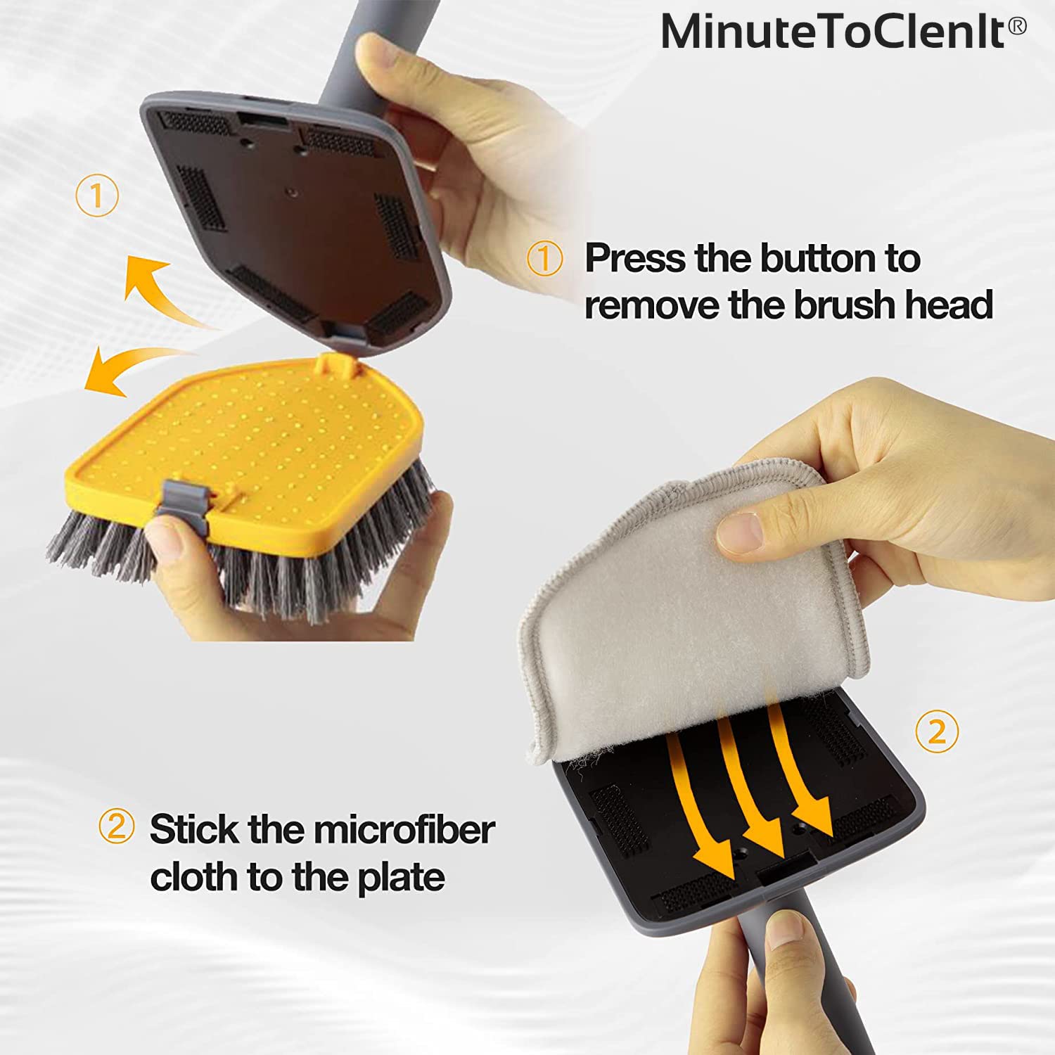 MinuteToCleanIt Microfiber Pad Refill for Extendable Bathroom Tile Scrubber Brush - Pack of 2X Microfiber Pad Refills 2