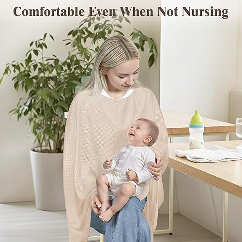 Miniatura 7 de Basumee Nursing Cover for Breastfeeding Full Privacy Soft Breathable Mesh Breastfeeding Cover Multi-Use Breast Feeding Covers for Women Moms Baby