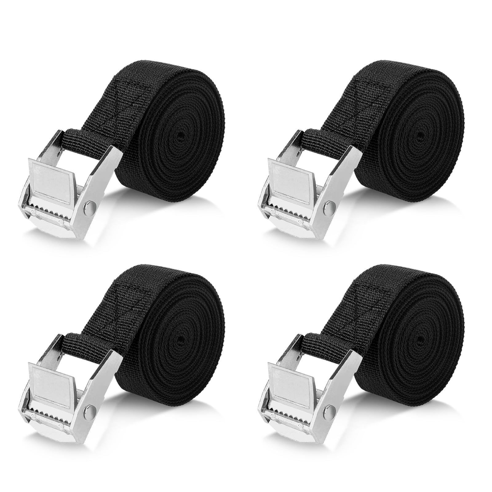 Romon Lashing Straps 3 m, Pack of 4 Lashing Straps Short 25 mm Wide, Lashing Straps with Clamping Lock, Mounting Straps Maximum Load 250 kg, Lashing Strap for Bicycle, Motorcycle, Sack Truck, Truck
